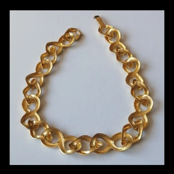 TREND 2026 Vintage Unsigned Necklace Gold Chunky Chain Oval Links Statement - Picture 8 of 11